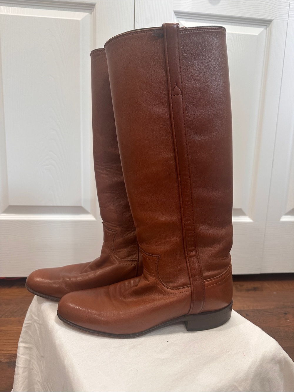 Vintage Justin Black Leather Tall Riding Boots Size 5B Made in USA
